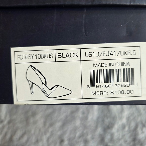 New French Connection Black Pointed Toe Stiletto D'Orsay Heels Size 10 - Picture 5 of 5